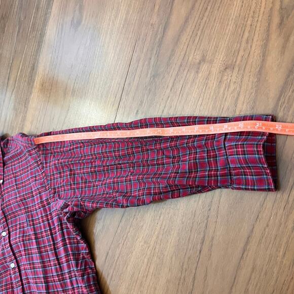 Ralph Lauren Yarmouth Shirt Size 17 Plaid Red Cotton Button Collar Long Sleeve - Picture 7 of 7